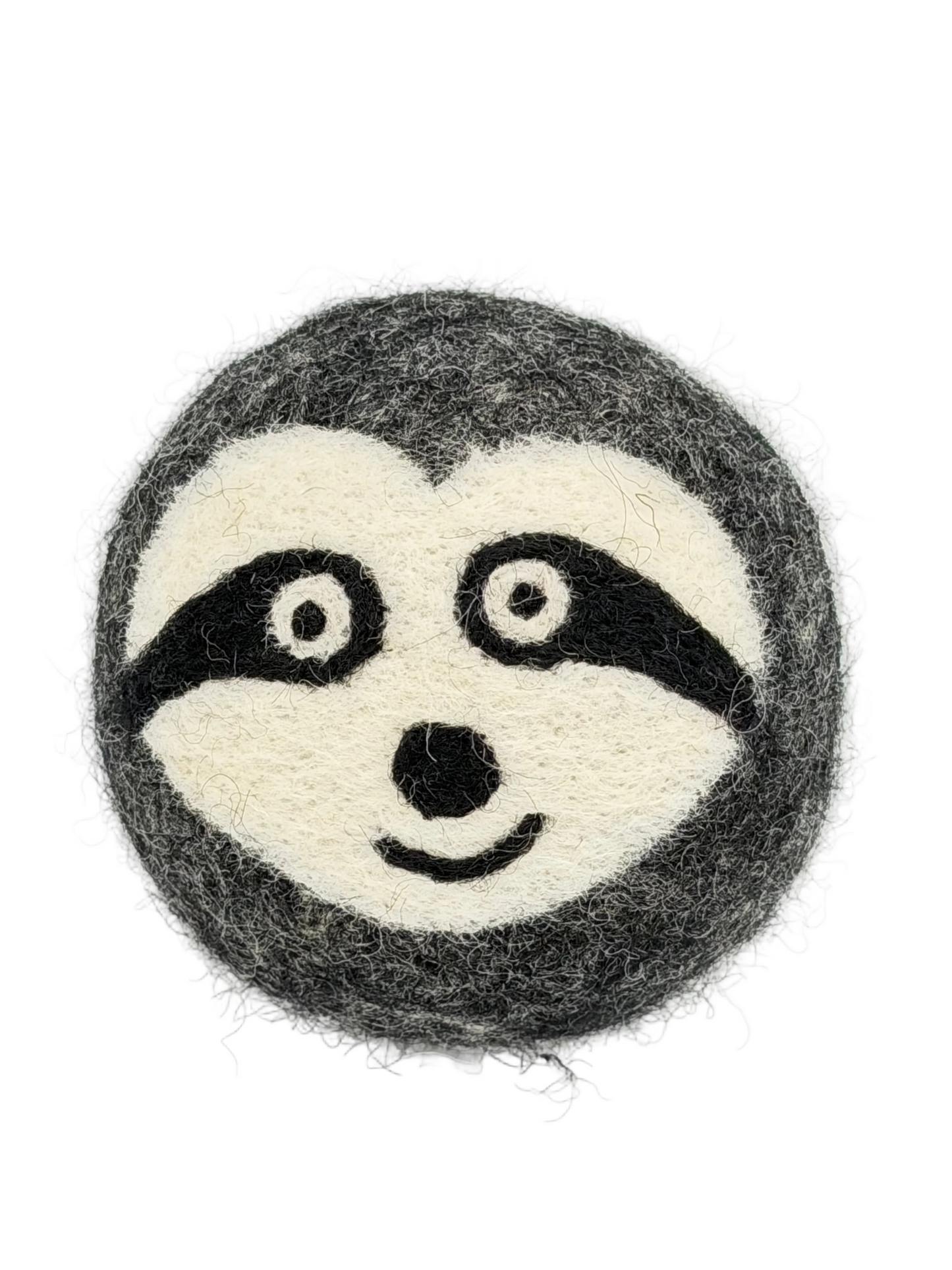 Wool sloth dryer ball on a white background