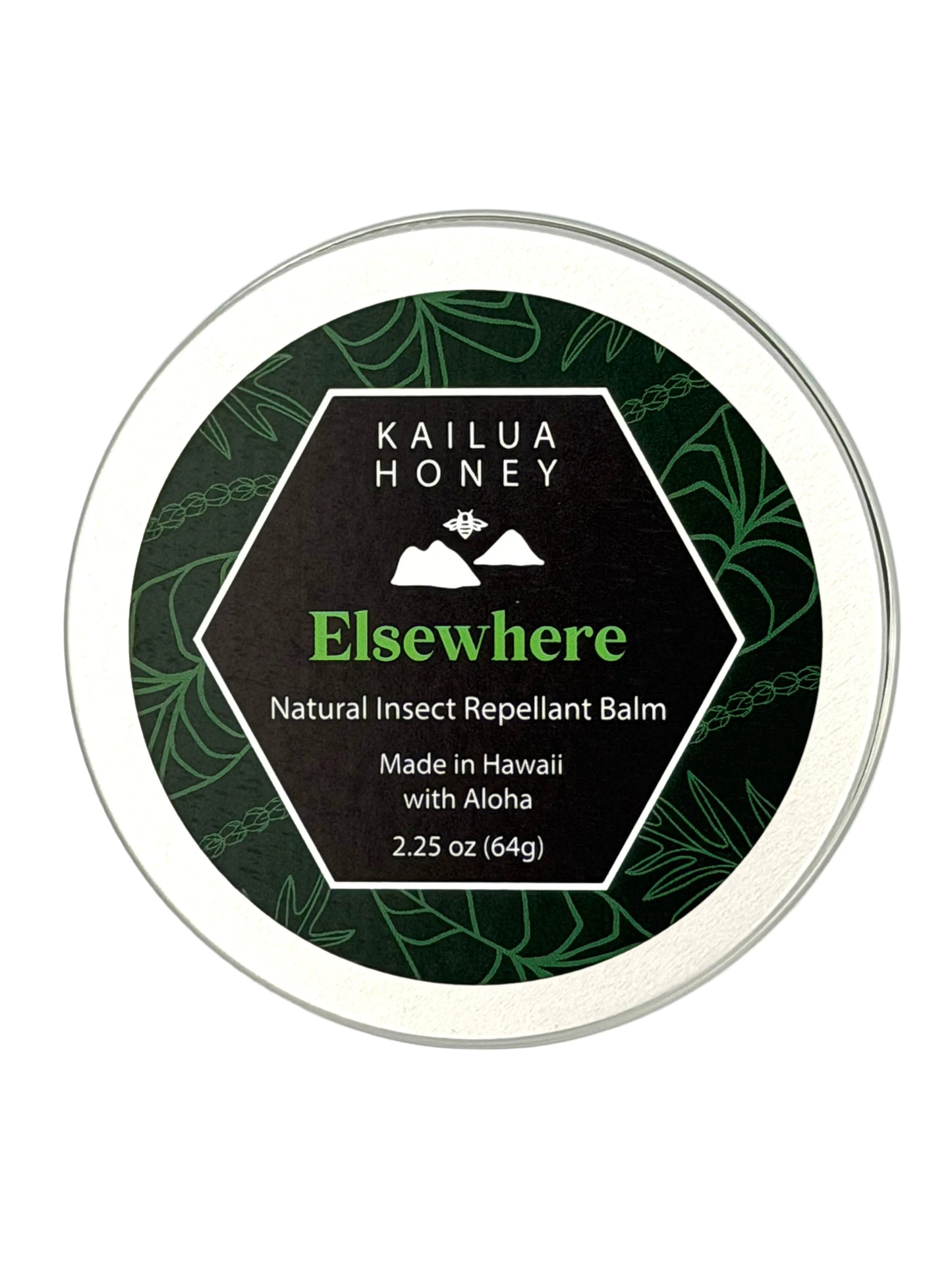 Kailua Honey 'Elsewhere' natural insect repellent balm container on a white background