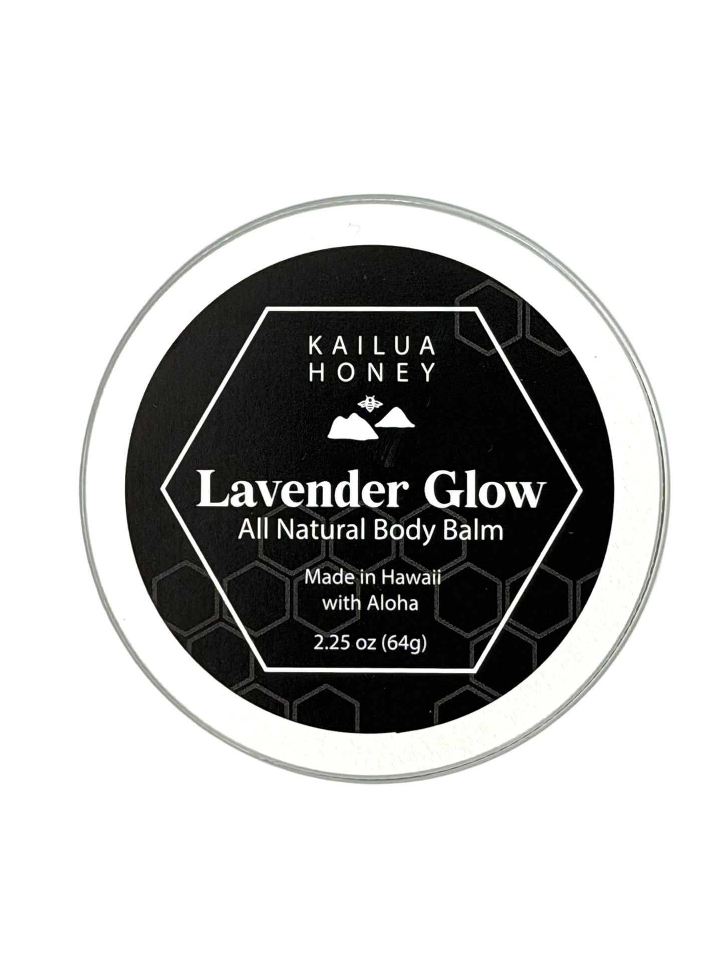 Kailua Honey Lavender Glow all natural body balm container on a white background