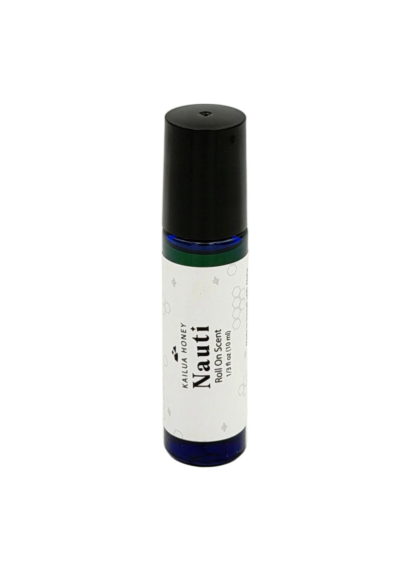 Roll-on bottle of Nauti Scent on a white background