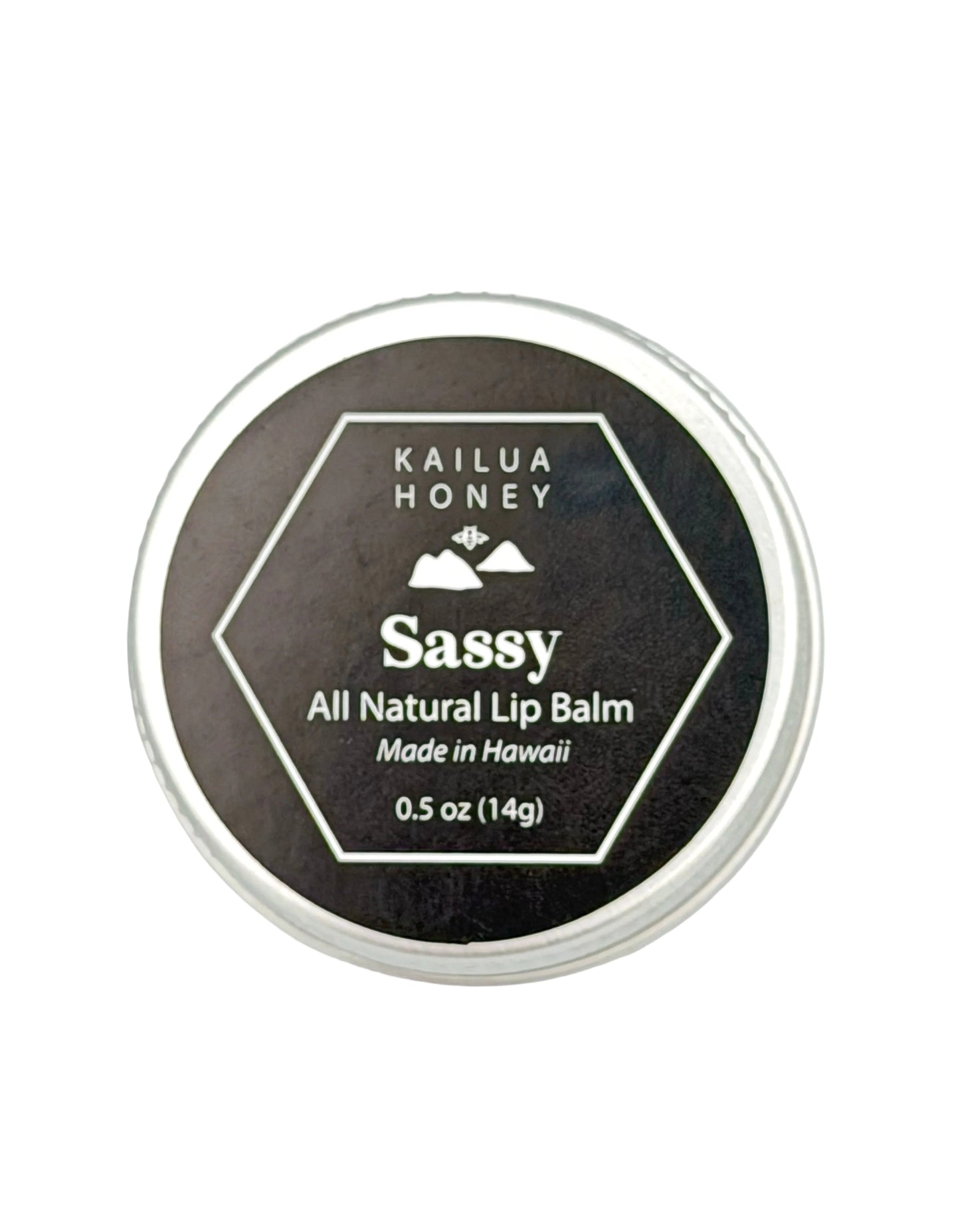 Kailua Honey Sassy All Natural Lip Balm container on a white background